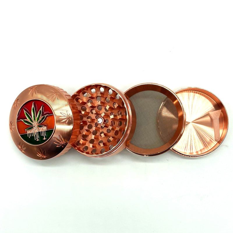 63mm Mirror Lid Leaf Design Rose Gold Grinder Box of 6 [GRI812]_5