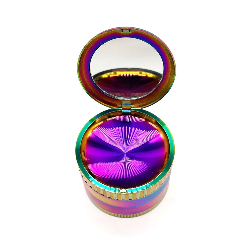 63mm Mirror Lid Leaf Design Rainbow Grinder Box of 6 [GRI813]_1