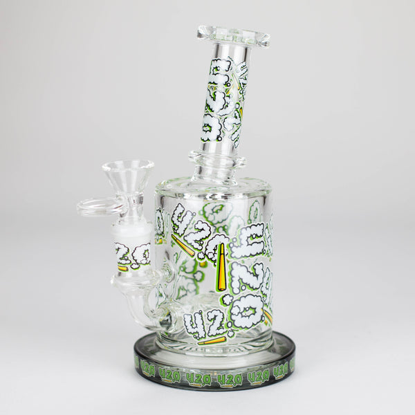 O 7" Color accented Glass Bong With Perc- 420 Special Edition