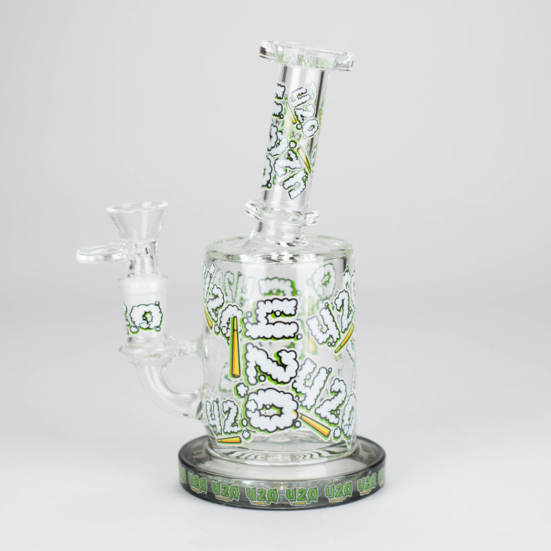 O 7" Color accented Glass Bong With Perc- 420 Special Edition