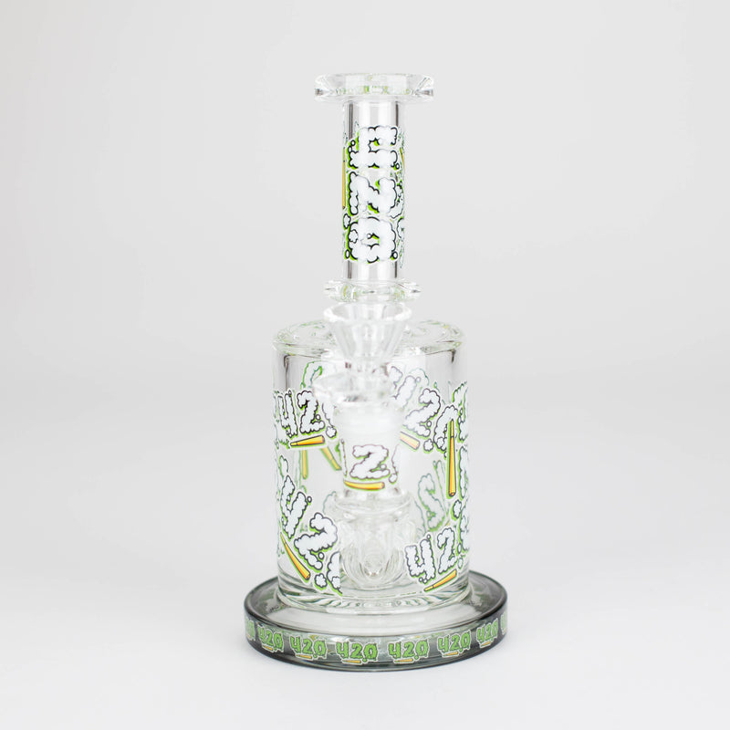 O 7" Color accented Glass Bong With Perc- 420 Special Edition