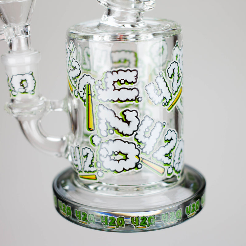 O 7" Color accented Glass Bong With Perc- 420 Special Edition