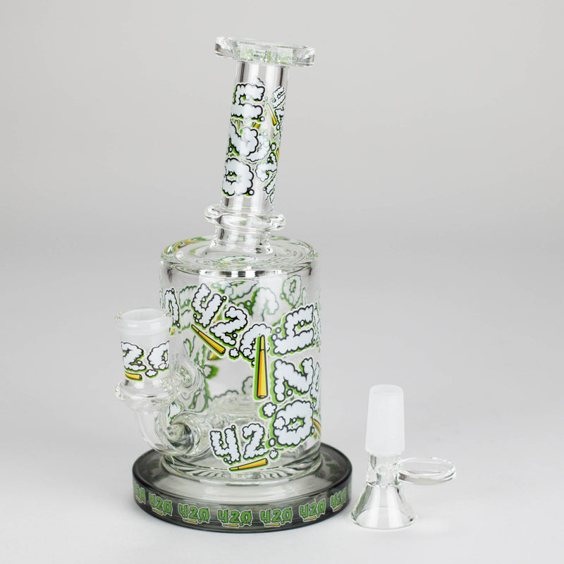 O 7" Color accented Glass Bong With Perc- 420 Special Edition