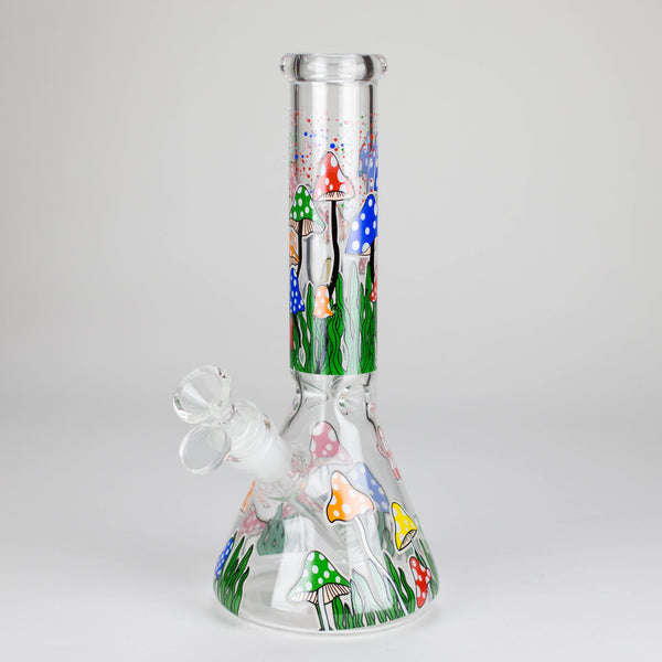 O 10" Glow in the dark Glass Bong With  Mushroom Design