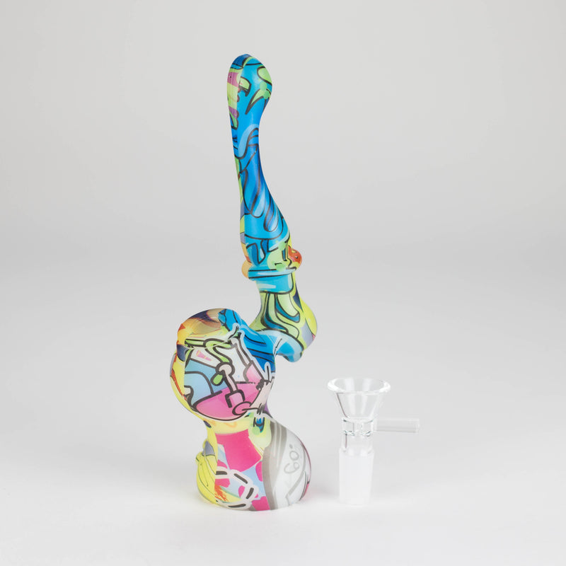 O 7" Single chamber graphic silicone bubbler-Assorted