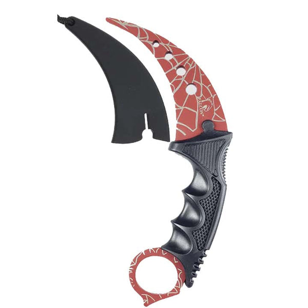 7 1/2" Red Web Karambit Neck Knife_0