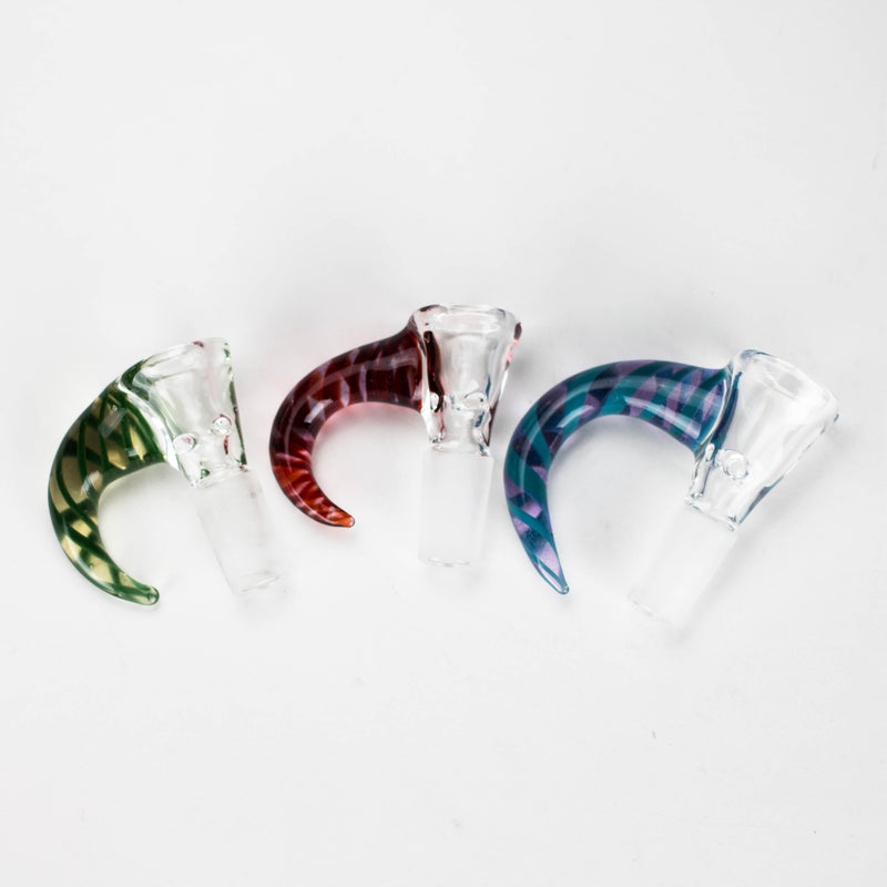 O Shine Glassworks | 14mm 3 Hole Clear Bowl with Horn - Made in Canada