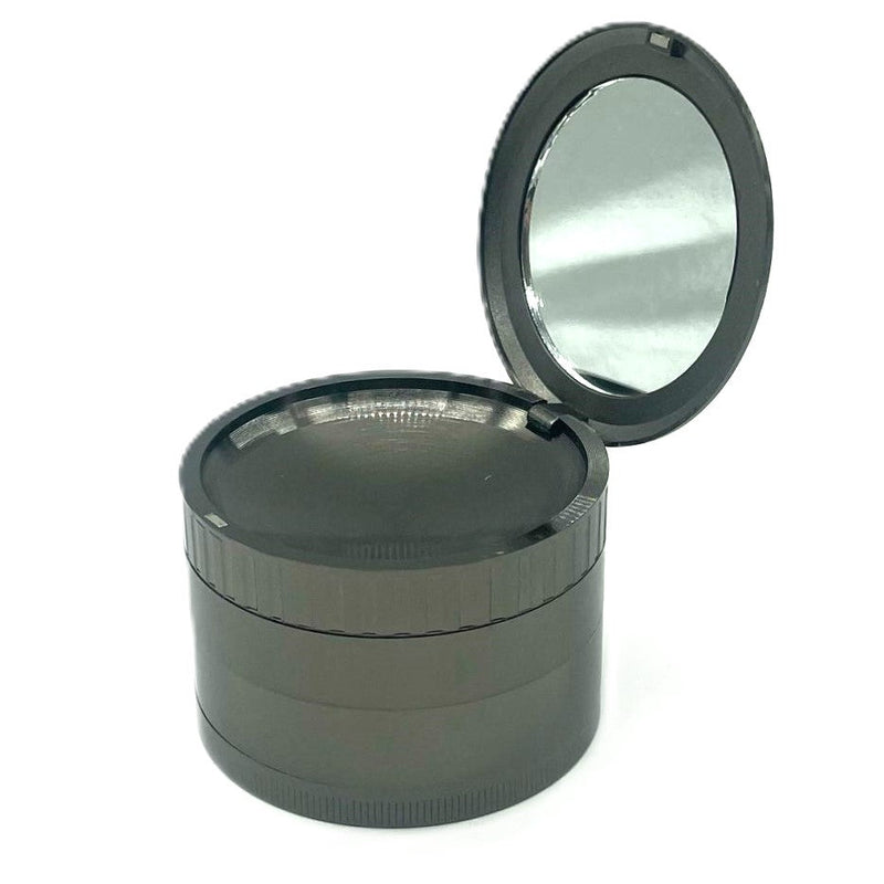 63mm Mirror Lid Leaf Design Gun Metal Grinder Box of 6 [GRI811]_1