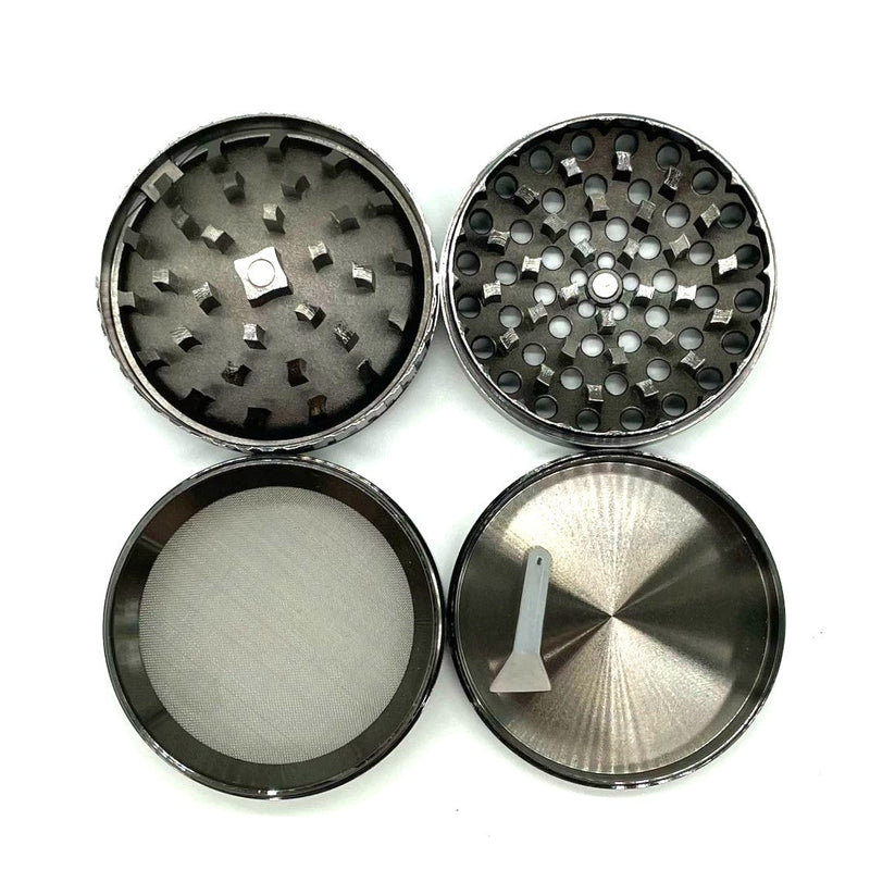 63mm Mirror Lid Leaf Design Gun Metal Grinder Box of 6 [GRI811]_4