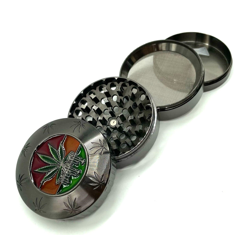 63mm Mirror Lid Leaf Design Gun Metal Grinder Box of 6 [GRI811]_5