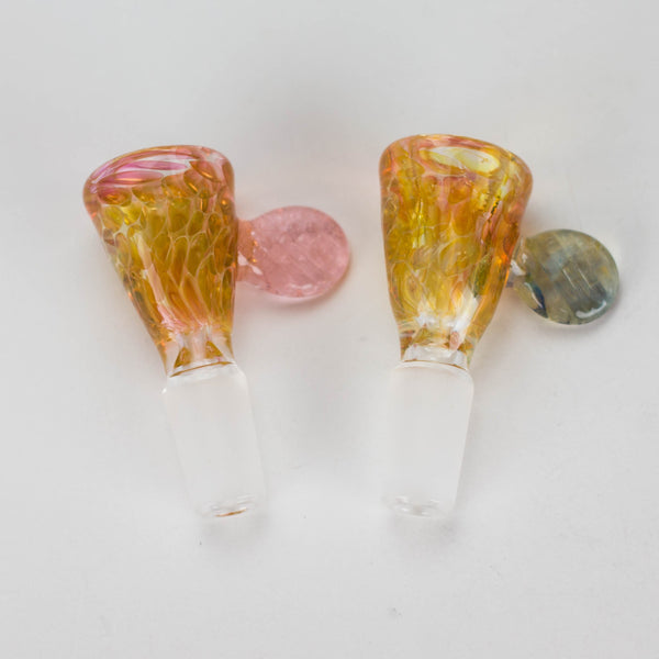 O Shine Glassworks | Fumed Honeycomb flare 14mm bowl with handle - Made in Canada