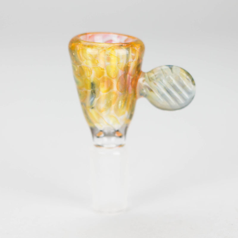 O Shine Glassworks | Fumed Honeycomb flare 14mm bowl with handle - Made in Canada