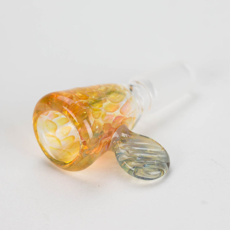 O Shine Glassworks | Fumed Honeycomb flare 14mm bowl with handle - Made in Canada