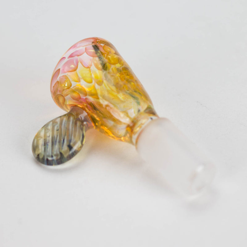 O Shine Glassworks | Fumed Honeycomb flare 14mm bowl with handle - Made in Canada