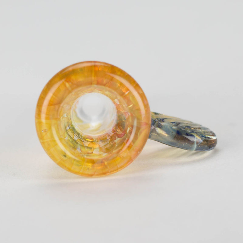 O Shine Glassworks | Fumed Honeycomb flare 14mm bowl with handle - Made in Canada