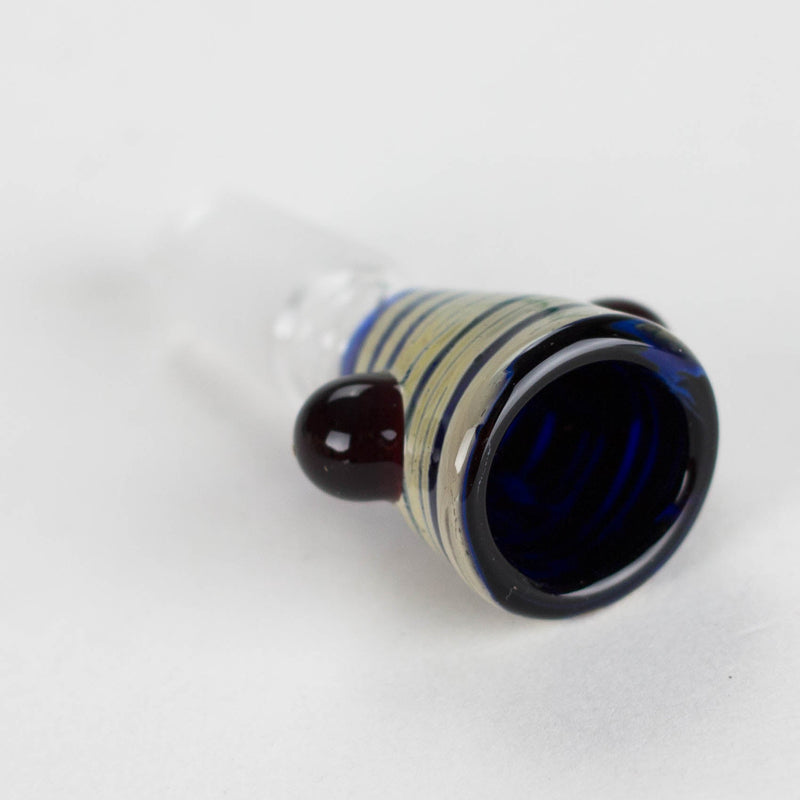 O Shine Glassworks | Wrapped colour tubing 14mm Flare Bowl - Made in Canada