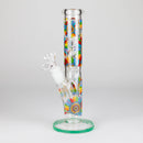Z10" Glow in the dark Staight Tube Glass Bong With Flower Design Glass Bong 777 Smoke Chrysanthemum