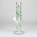 Z10" Glow in the dark Staight Tube Glass Bong With Flower Design Glass Bong 777 Smoke Lavender
