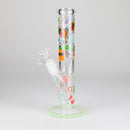 Z10" Glow in the dark Staight Tube Glass Bong With Flower Design Glass Bong 777 Smoke Pineapple