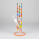 Z10" Glow in the dark Staight Tube Glass Bong With Flower Design Glass Bong 777 Smoke Calendula