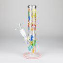 Z10" Glow in the dark Staight Tube Glass Bong With Flower Design Glass Bong 777 Smoke