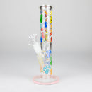 Z10" Glow in the dark Staight Tube Glass Bong With Flower Design Glass Bong 777 Smoke Mushroom