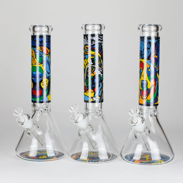 14" 7 mm Glass Bong With Dog Design