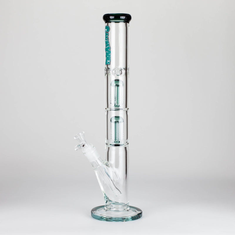 Ganjavibes | 17" Double Tree Percolator Glass Bong By Irie Vibes Glass Bong Maple Craft Inc Teal