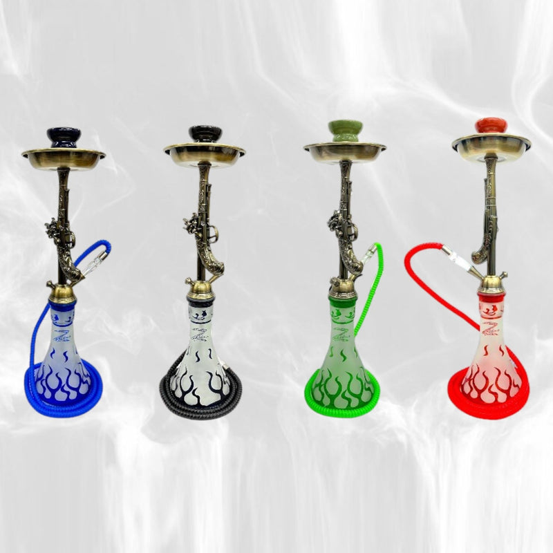 Zebra | 21" Smoke Wild West Gun Single Hose Hookah Hookah Jatiimports LLC