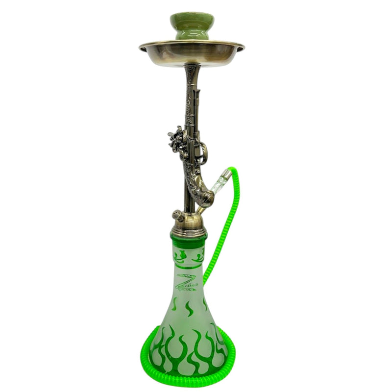 Zebra | 21" Smoke Wild West Gun Single Hose Hookah Hookah Jatiimports LLC Green