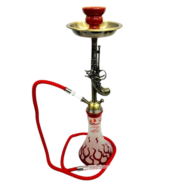Zebra | 21" Smoke Wild West Gun Single Hose Hookah Hookah Jatiimports LLC Red