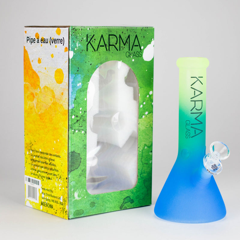 Karma | 9" Beaker 3 Toned Frosted Glass Bong Glass Bong Maq Distributors