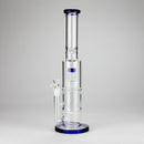 15" Color accented glass water bong with Double Perc Glass Bong 777 Smoke Blue