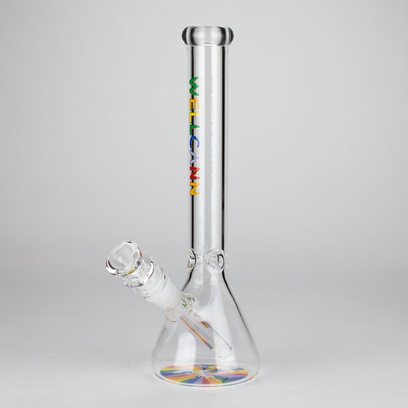 WellCann | 11" Beaker Glass Bong Glass Bong Smoking Cat Distribution Rainbow