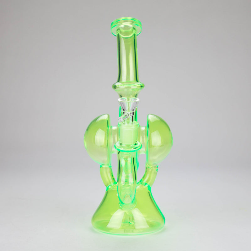 11″ Slim Green Recycler Glass Bong [C8033] Glass Bong Canadian Distributor