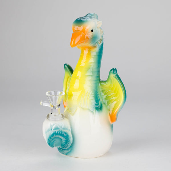 8" Folky Bird Design Ceramic Bong – Artistic Handcrafted Style [ES088WP] Ceramic Bong Canadian Distributor