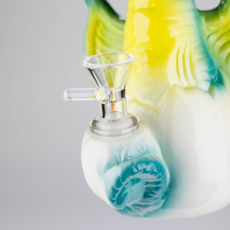 8" Folky Bird Design Ceramic Bong – Artistic Handcrafted Style [ES088WP] Ceramic Bong Canadian Distributor
