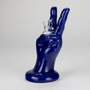 8" Vintage Blue Victory Hand Ceramic Bong – Retro Symbolic Design [ES091WP] Ceramic Bong Canadian Distributor