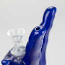 8" Vintage Blue Victory Hand Ceramic Bong – Retro Symbolic Design [ES091WP] Ceramic Bong Canadian Distributor