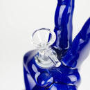 8" Vintage Blue Victory Hand Ceramic Bong – Retro Symbolic Design [ES091WP] Ceramic Bong Canadian Distributor