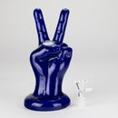 8" Vintage Blue Victory Hand Ceramic Bong – Retro Symbolic Design [ES091WP] Ceramic Bong Canadian Distributor