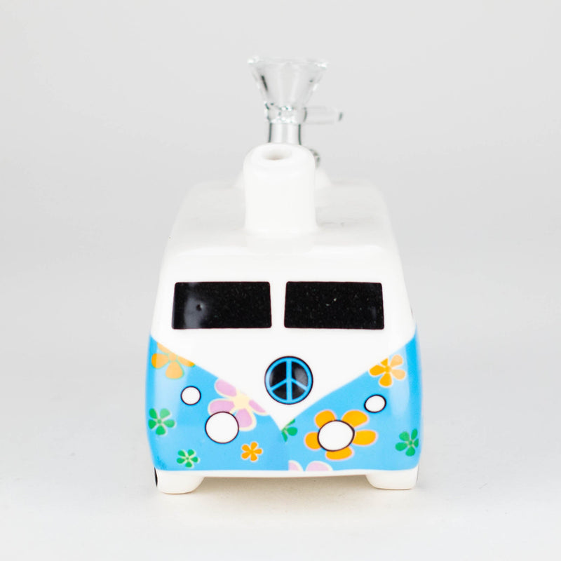 6.9″ Hippie Bus Ceramic Bong – Retro Flower Power Design [ES084WP] Ceramic Bong Canadian Distributor