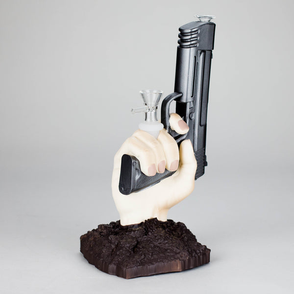 8″ Gun Shape Vinyl Bong – Black [SMKZ132] Resin · Silicone · Plastic Bong Canadian Distributor