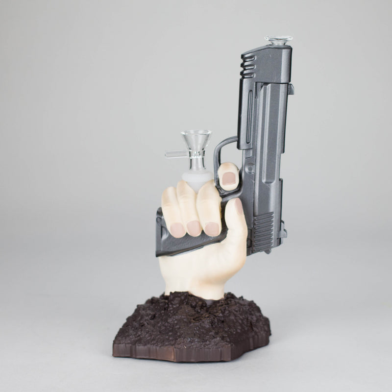 8″ Gun Shape Vinyl Bong – Black [SMKZ132] Resin · Silicone · Plastic Bong Canadian Distributor