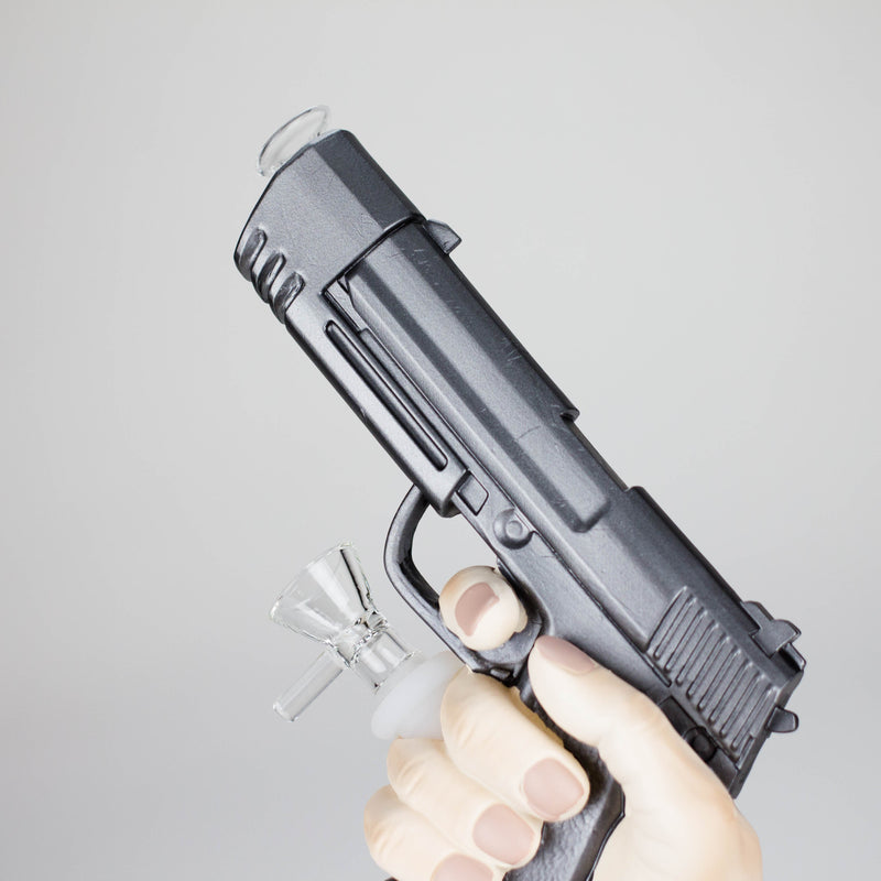 8″ Gun Shape Vinyl Bong – Black [SMKZ132] Resin · Silicone · Plastic Bong Canadian Distributor