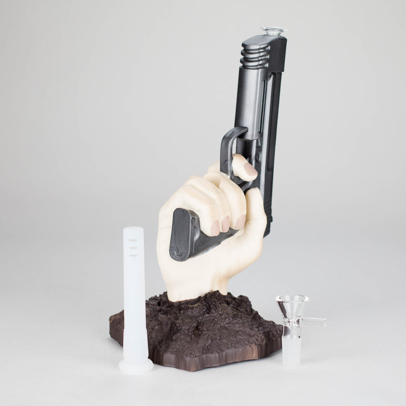 8″ Gun Shape Vinyl Bong – Black [SMKZ132] Resin · Silicone · Plastic Bong Canadian Distributor