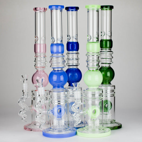 O 18.5″ Shower Head Perc Glass Water Bong [C2699]