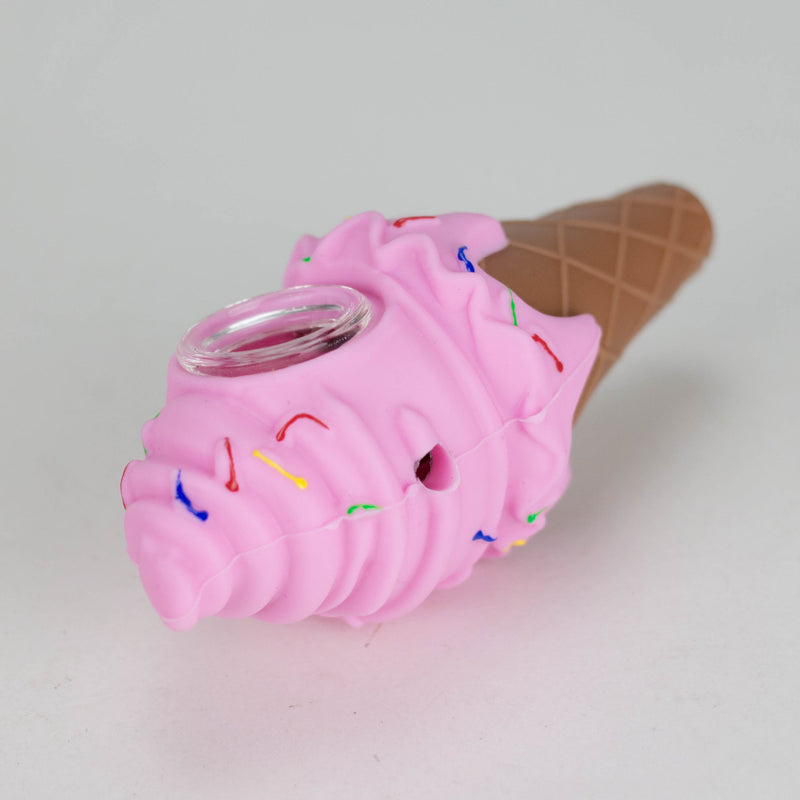 4″ Mini Silicone Ice Cream Cone Pipes – 20 Assorted Colors in Jar [ES111HP] Silicone Canadian Distributor