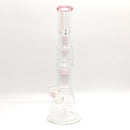 Fortune | 16" 7mm Double-Disk Percolator Beaker [1650PC-PK] Glass Bong Fortune Pink