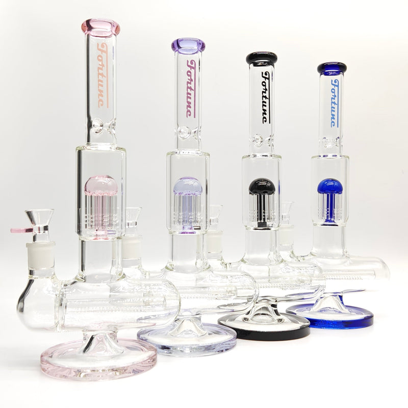 Fortune | 14" Double Inline Stemless to Grid Percolator Bong [1450PC] Glass Bong Fortune